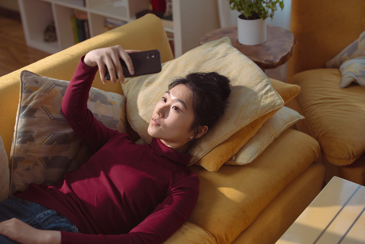 a woman taking selfie